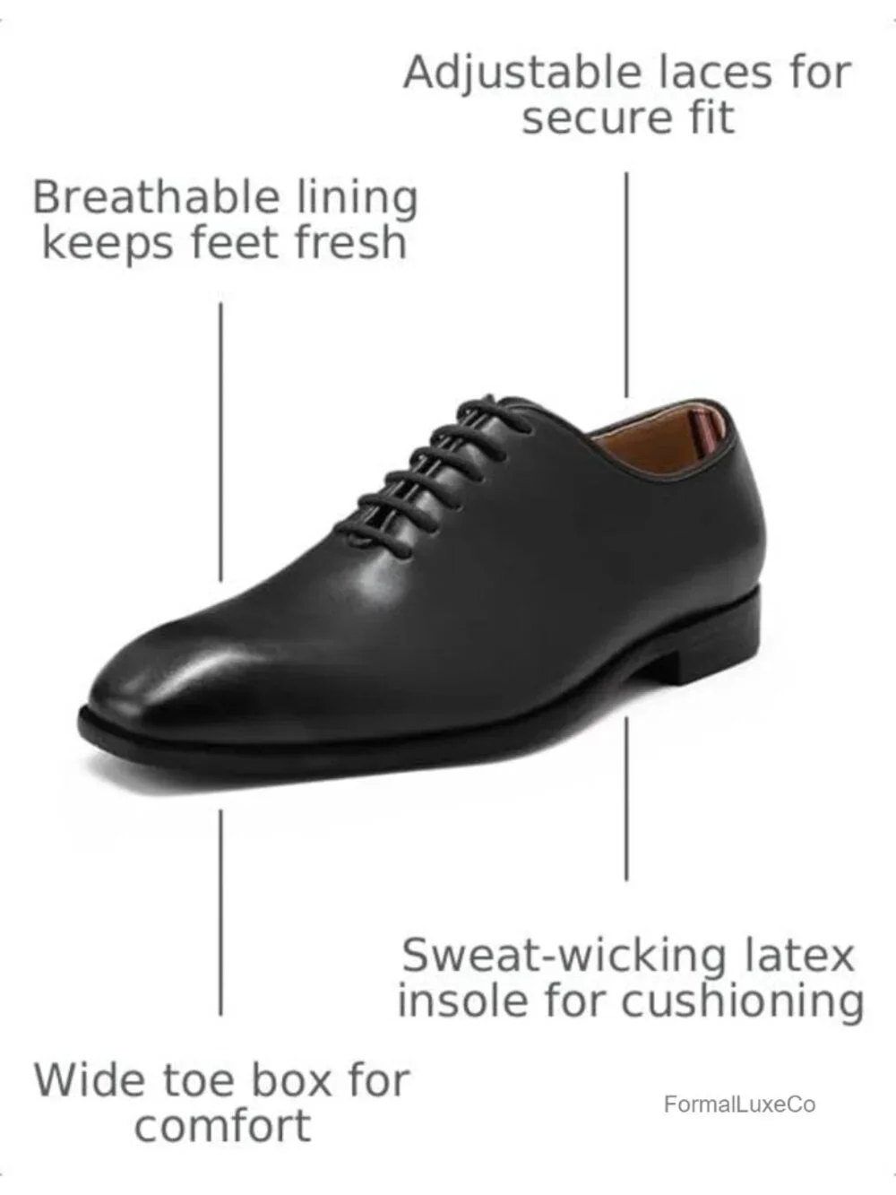 Men's Plain Toe Lace Up Oxfords Dress Shoes Faux Leather Slip-Resistant Work